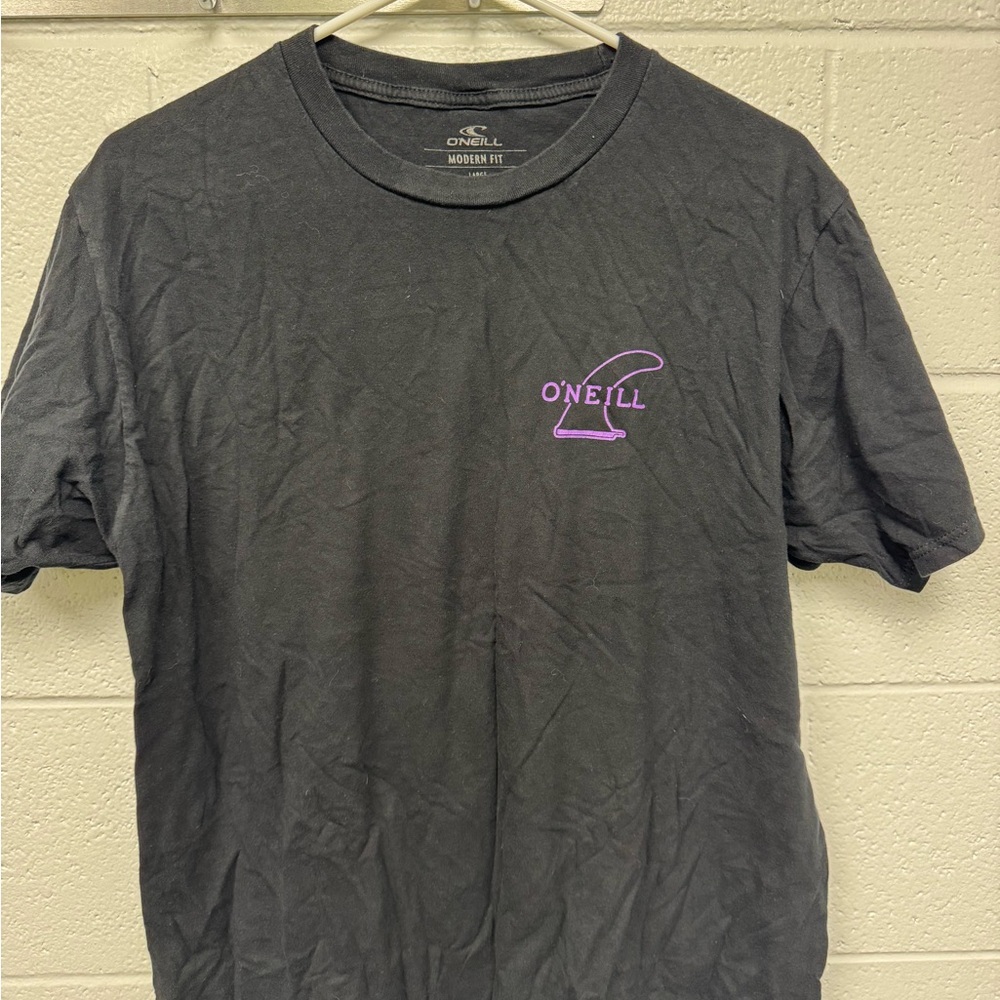O'Neill Men's Charcoal Tee with Purple Logo